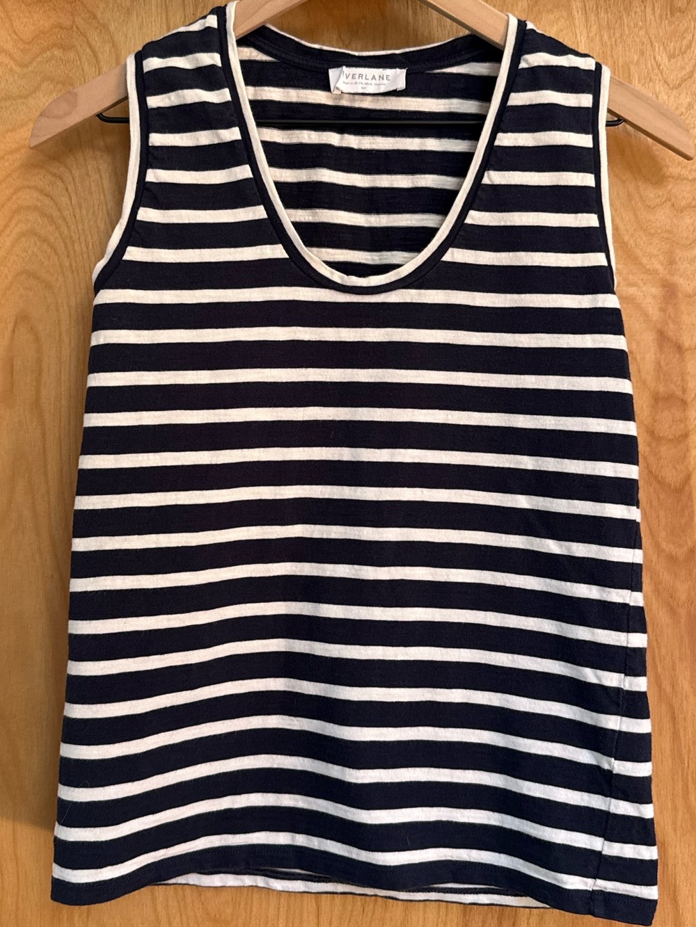 XS Everlane Navy Blue & White Striped 100% Cotton Tank
